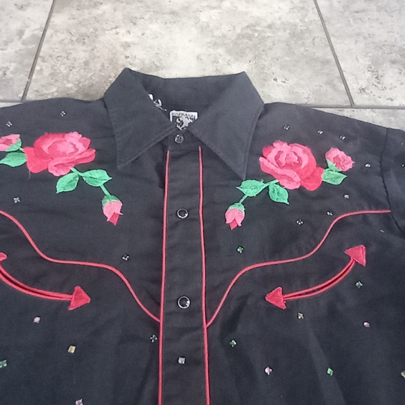 80s Vintage Karman Western button Down - Picture 2 of 13